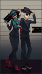   andarix blues_brothers crossdressing crossover dave_strider hat suit terezi_pyrope 