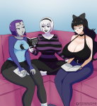  book couch crossover dc grimoire planetofjunk rose_lalonde rwby sitting teen_titans 