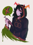  2018 fullres hilaletto hiveswap injured_polypa polypa_goezee solo weapon word_balloon zodiac_symbol 
