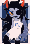  2023 artificial_limb cursed-beni eyepatch fairy_dress fluorite_octet fullres jaggy_lines solo vriska_serket weapon 