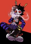  2025 crossdressing fashion fullres gamzee_makara grubscars low_angle sitting smoking solo tiniming66 