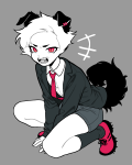  2025 admiralexclipse body_modification dogtail fullres homestuck:_beyond_canon jaggy_lines kneeling solo starter_outfit yiffany_longstocking_lalonde_harley 
