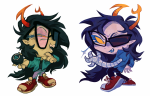  2023 8_ball art_dump artificial_limb chibi eyepatch fullres pir8_coat profile solo starter_outfit stupid.dog text vriska_serket 