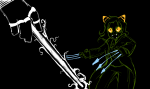  2024 action_claws aspect_powers caligvlasaqvarivm empiricist&#039;s_wand eridan_ampora fullres head_out_of_frame lineart monochrome nepeta_leijon no_hat starter_outfit strife 