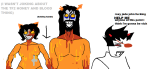  2026 au blood drgravyjones equius_zahhak eyepatch facial_hair freckles fullres holding_hands homestuck:_beyond_canon jaggy_lines karkat_vantas meowrails nepeta_leijon no_hat no_shirt palerom parody shipping team_fortress_2 text 