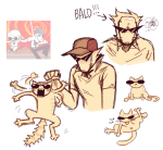  2025 alternate_hair animalstuck art_dump au bro carrying cats city clouds dave_strider facial_hair fullres image_manipulation licking lineart monster4lyfe sitting sprite_mode starter_outfit strife text unbreakable_katana 