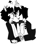  2018 bana blackrom blush fullres galekh_xigisi grayscale hiveswap lanque_bombyx monochrome poetry_night profile shipping spade starter_outfit tagora_gorjek text word_balloon 