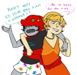  alcohol arm_around_shoulder cheese3d date_dress dragon_cape drunk_rose rose_lalonde scalemate_boxers terezi_pyrope 