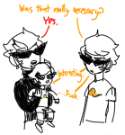  babies carrying dirk_strider highlight_color humanized lil_hal lil_hal_junior multiple_personas nekobooty starter_outfit 