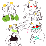  2015 art_dump blush casual chibi dongoverload fashion fullres heart lying musclestuck nepeta_leijon no_glasses no_hat on_stomach redrom scratch_and_sniff shipping sitting sketch sleeping stars starter_outfit sweat terezi_pyrope text undergarments word_balloon 