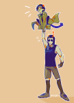  2021 carrying equius_zahhak fullres monochrome nepeta_leijon no_hat starter_outfit zzoupz 