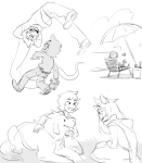  2016 alcohol binoculars breath_aspect cocktail_glass dogtier fullres godtier grayscale heir hiveswap jade_harley joey_claire john_egbert jude_harley kneeling midair music_note paperseverywhere roxy_lalonde sitting sketch space_aspect tesseract umbrella upside_down witch 