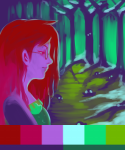  frogs headshot jade_harley limited_palette paradoxjelli profile solo trees 