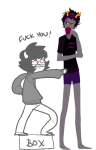 2011 bana beverage eridan_ampora fullres jaggy_lines karkat_vantas no_cape no_glasses starter_outfit text theme_coloring