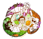 2018 beta_kids clouds dave_strider flowers fullres jade_harley john's_house john_egbert lil_cal pumpkin reminders rose_lalonde saffronscarf sitting smuppets starter_outfit sweet_bro_and_hella_jeff sylladex wonk zazzerpan