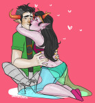  artificial_limb blush feferi_peixes freckles kiss kneeling no_glasses pupa_pan redrom request rolling_in_the_deep shipping sitting tavros_nitram wwhatevven 