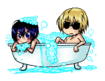  2011 barefoot bathing bathtub blush chibi dave_strider fullres hammertime john_egbert no_glasses no_shirt pride shipping 