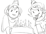  animated cake godtier grayscale hat light_aspect lineart no_mask paperseverywhere rogue rose_lalonde roxy_lalonde seer void_aspect 