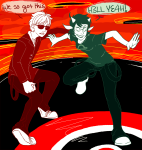  chexmicks dave_strider land_of_heat_and_clockwork red_plush_puppet_tux terezi_pyrope word_balloon 