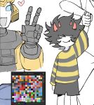  2026 art_dump art_program_in_frame bee_outfit crossover dancestors fullres heart holding_hands mituna_captor no_hat r_ch07 text transformers 