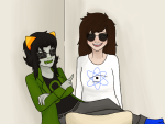  2014 arms_crossed blush dream_ghost fullres glasses_added glassesswap jade_harley loopusomg nepeta_leijon no_hat olive_garden redrom shipping sitting starter_outfit 