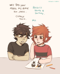  2013 casual freckles fullres humanized ikimaru illustrating karkat_vantas no_glasses seeing_terezi terezi_pyrope text 