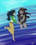  barefoot casual fashion feferi_peixes holding_hands horrorcuties jade_harley no_glasses quozzel redrom shipping underwater 