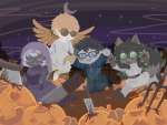  2023 au autumn axe beta_kids blood book chainsaw dave_strider fullres ghosts halloweenstuck jade_harley john_egbert kiwiuccu knife moon night rose_lalonde stars 