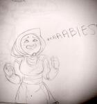  2014 blush fullres grayscale ms_paint pencil sketch solo starter_outfit text tyska word_balloon 