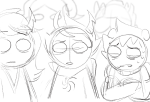 2016 aradia_megido arms_crossed dancestors dream_ghost dreamself fullres godtier grayscale karkat_vantas mituna_captor paperseverywhere porrim_maryam sketch space_aspect sweat sylph