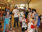  2012 beverage blue_slime_ghost_shirt camera cosplay cuttlefish dave_strider fear_no_anvil feferi_peixes food fullres_export_attempted jake_english john_egbert karkat_vantas kneeling psidon&#039;s_entente queen_bee real_life red_baseball_tee redrom reverse_hug rose_lalonde shewpthewewp shipping sollux_captor starter_outfit vodka_mutini 