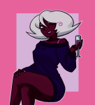 2025 alcohol beverage candy_timeline cocktail_glass fullres homestuck:_beyond_canon jaggy_lines mom_casual roxy_lalonde sitting solo vorneo wonk