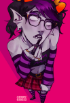  2022 alternate_hair body_modification crossdressing dream_ghost eridan_ampora freckles fullres gills grubscars high_angle march_eridan solo zodiac_symbol zzoupz 