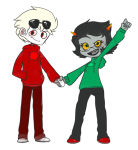  8-xenon-8 aspect_hoodie coolkids dave_strider holding_hands mind_aspect no_glasses redrom seeing_terezi shipping terezi_pyrope time_aspect 