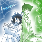  2014 aranea_serket book dancestors fullres jaggy_lines jake_english kid_symbol lineart lunaticjin monochrome redrom shipping sitting starter_outfit text web whomping_widow 