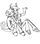  2026 fullres grayscale monochrome nepeta_leijon no_hat redrom reverse_hug schr&ouml;dinger shipping sitting sketch starter_outfit theawesomemlo vriska_serket 