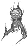  black_squiddle_dress grayscale grimdark rose_lalonde solo stripedpants thorns_of_oglogoth 