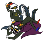 2013 blackrom blush broken_source eridan_ampora erisol fullres lying on_stomach shipping sitting starter_outfit strife sweat thebunnymonster