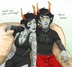  2014 ancest aud8 body_modification couch dancestors doublerainbow dream_ghost fullres kanaya_maryam maryams porrim_maryam shipping sitting starter_outfit sweat text word_balloon 