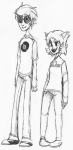  8-xenon-8 coolkids dave_strider grayscale lineart no_glasses red_baseball_tee redrom seeing_terezi shipping sketch terezi_pyrope 