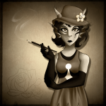  2025 adelie_calama flowers fullres gills goticamarey hiveswap monochrome sepia smoking solo starter_outfit 