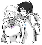  2025 blush breath_aspect breathalyzer fullres godtier grayscale heart heir highlight_color john_egbert ppurgatori redrom roxy_lalonde shipping starter_outfit sweat thought_balloon 
