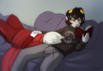  blush book couch dave_strider godtier holding_hands karkat_vantas knight maim red_knight_district redrom shipping time_aspect 