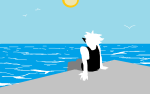 2024 animals back_angle dirk_strider fullres hamsterdads jaggy_lines ocean seagulls sitting solo strong_tanktop sun