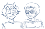  2013 dave_strider fullres godtier grayscale headshot karkat_vantas kjunginger knight monochrome sketch starter_outfit time_aspect 