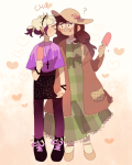  casual dokidokki fashion food guns_and_roses hat holding_hands jade_harley kiss pastel_goth redrom request rose_lalonde shipping 