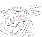2014 agpicklefeet aimless_renegade ar biting blush candy_corn_vampire fullres grayscale highlight_color problem_sleuth problem_sleuth_(adventure) redrom shipping text thought_balloon word_balloon