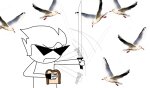 2025 animals dirk_strider food fullres grayscale highlight_color lineart midair monochrome onewilleylad seagulls solo unbreakable_katana weapon