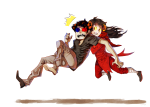  aradia_megido carrying double_eyepatch godtier jkyosh maid request sollux_captor time_aspect 
