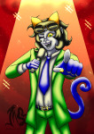 2025 fanontinuum fullres glasses_added homestuck:_beyond_canon metamorphspectra microphone nepeta's_fanontinuum_suit nepeta_leijon no_hat solo stars wonk